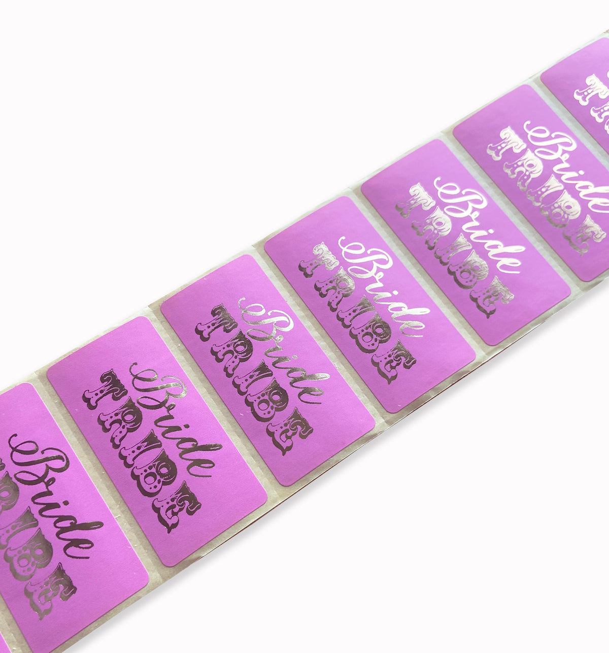 35 x Bright Pink Bride Squad Labels with Shiny Gold Foil Print - Hen Party Favour Stickers for Hen Do & Hen Night (50mm x 25mm)