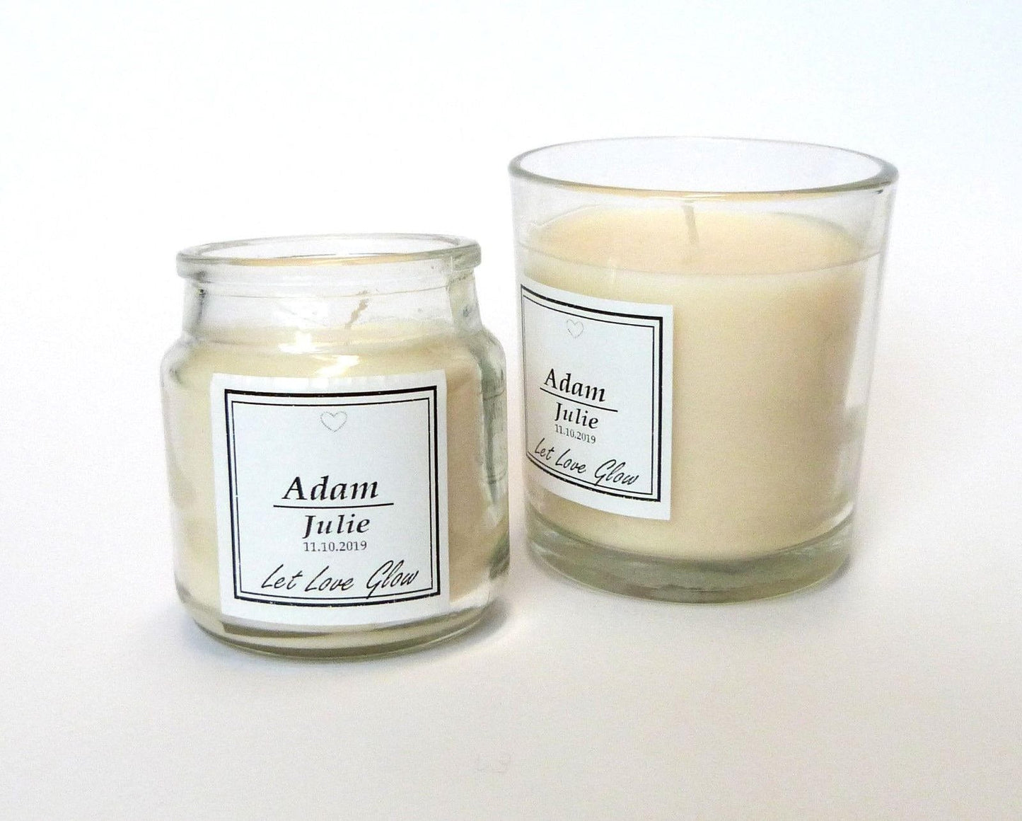 50 x 40mm square wedding candle stickers let love glow candle favours for wedding