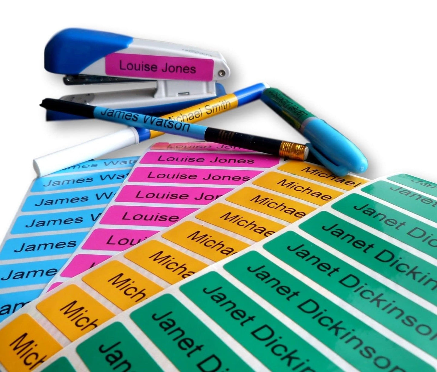 50 x colored school name labels personalized childrens property stickers