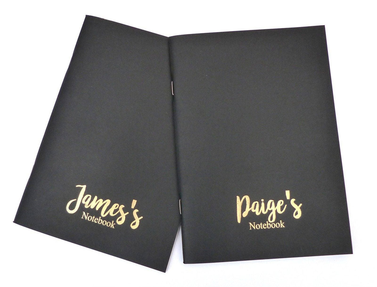 A5 personalised gold foil printed notebook / sketchbook 140gsm custom name