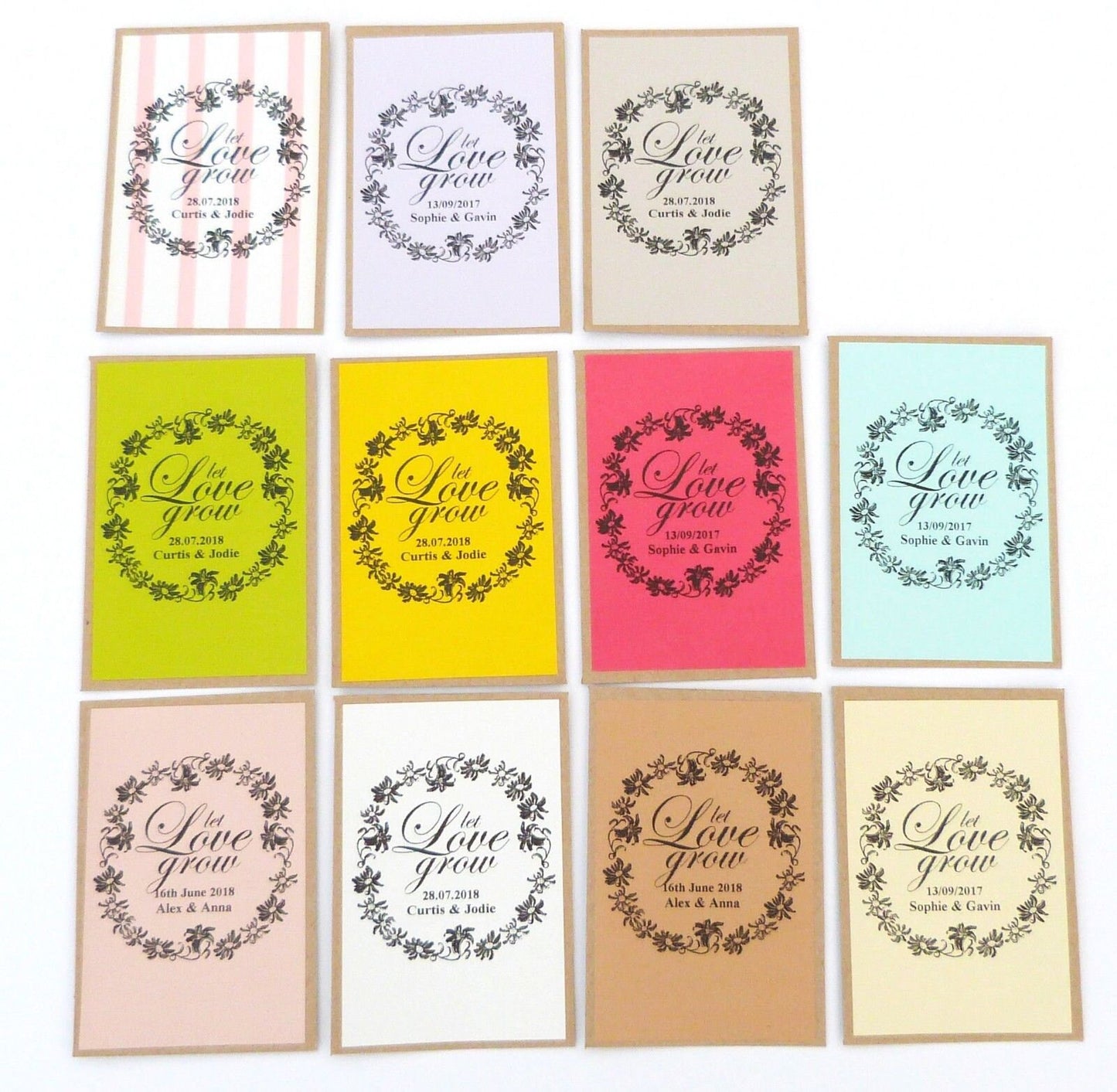 50 x Personalised Let love grow seed packets wedding favour gifts