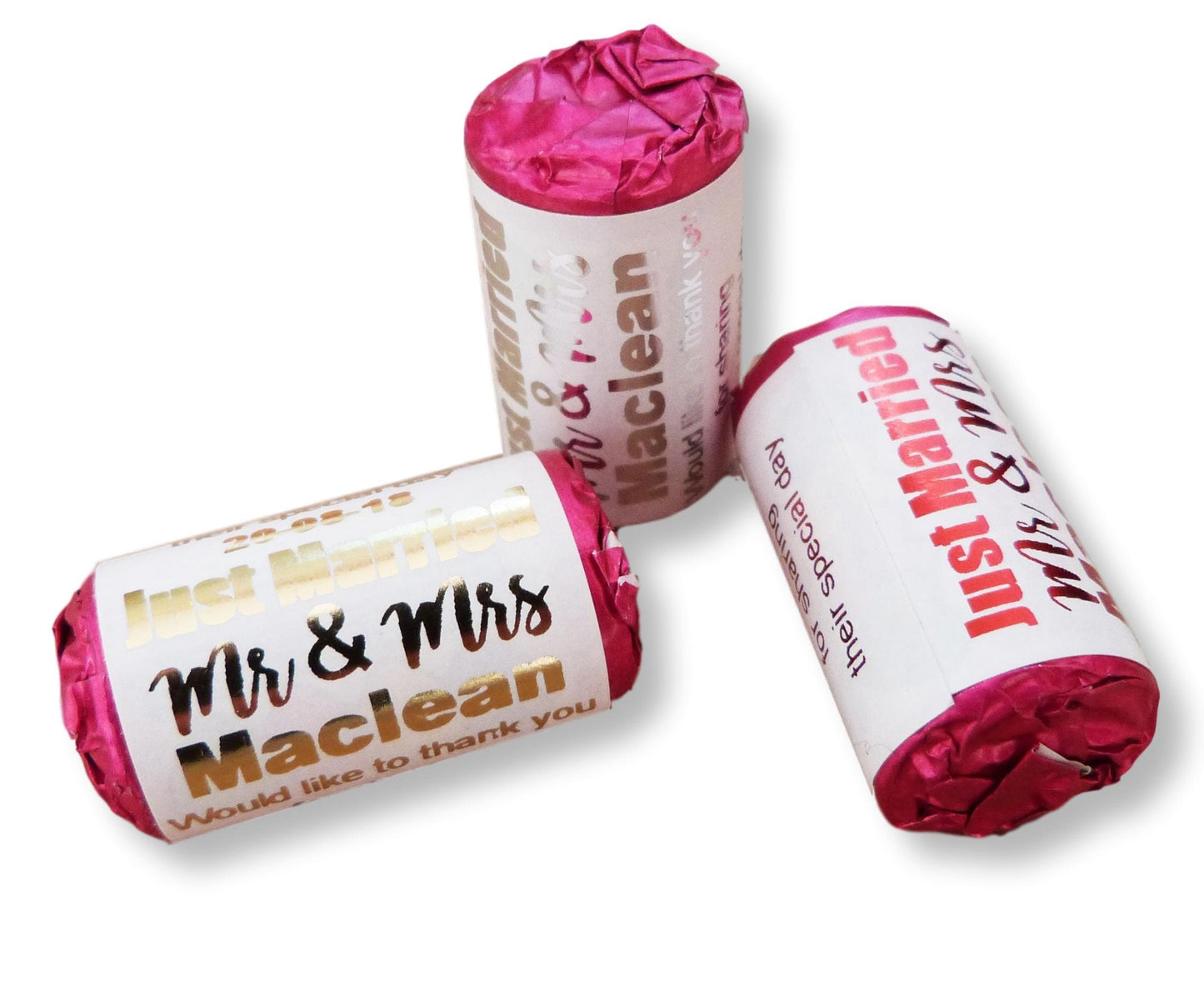50 x Foil printed gold silver red love heart sweets wedding favours