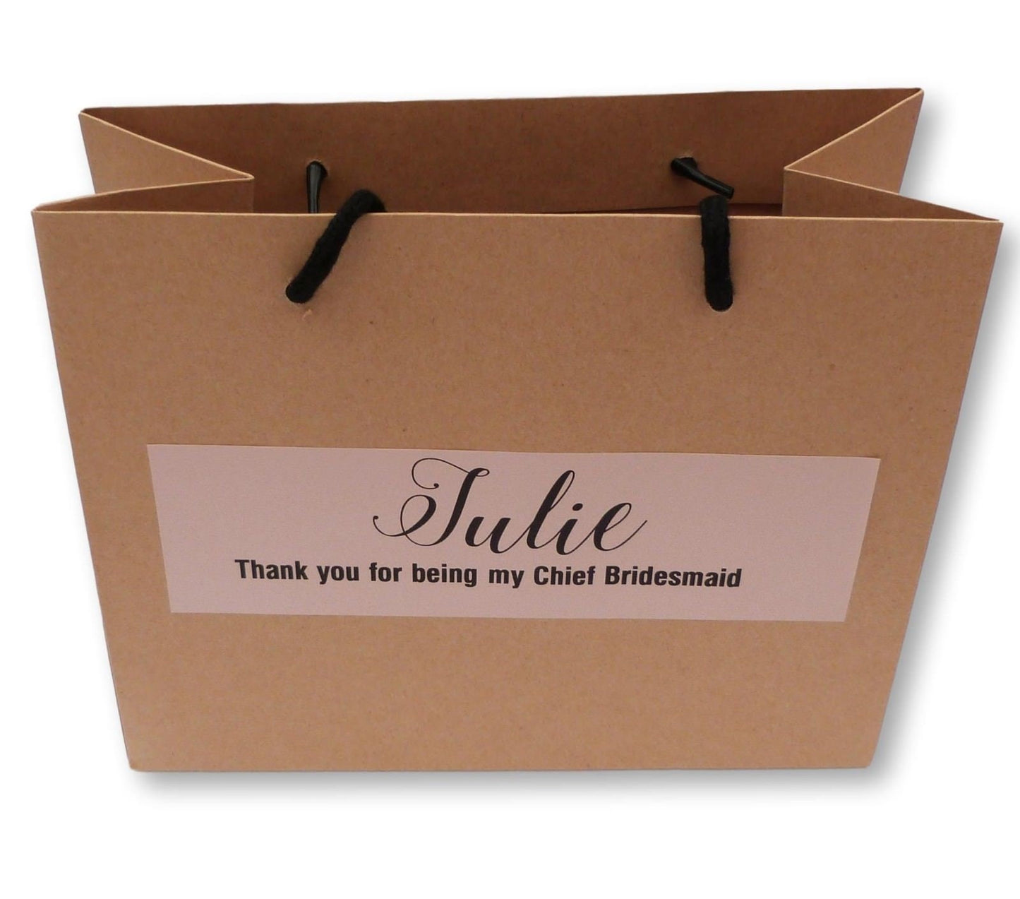 Small Personalised brown wedding gift bags colored label thank you bridesmaid best man