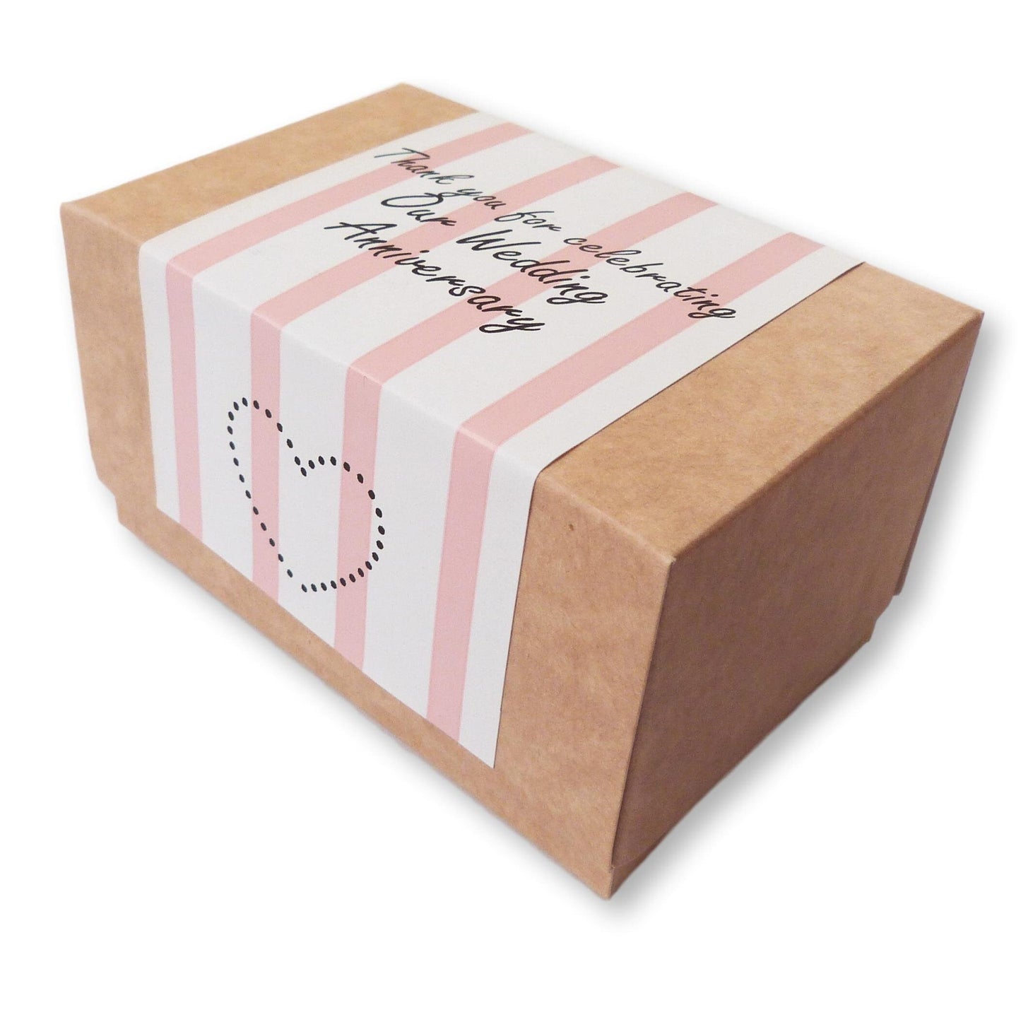 80 X Personalised brown cake boxes with personalised coloured label wedding birthday party