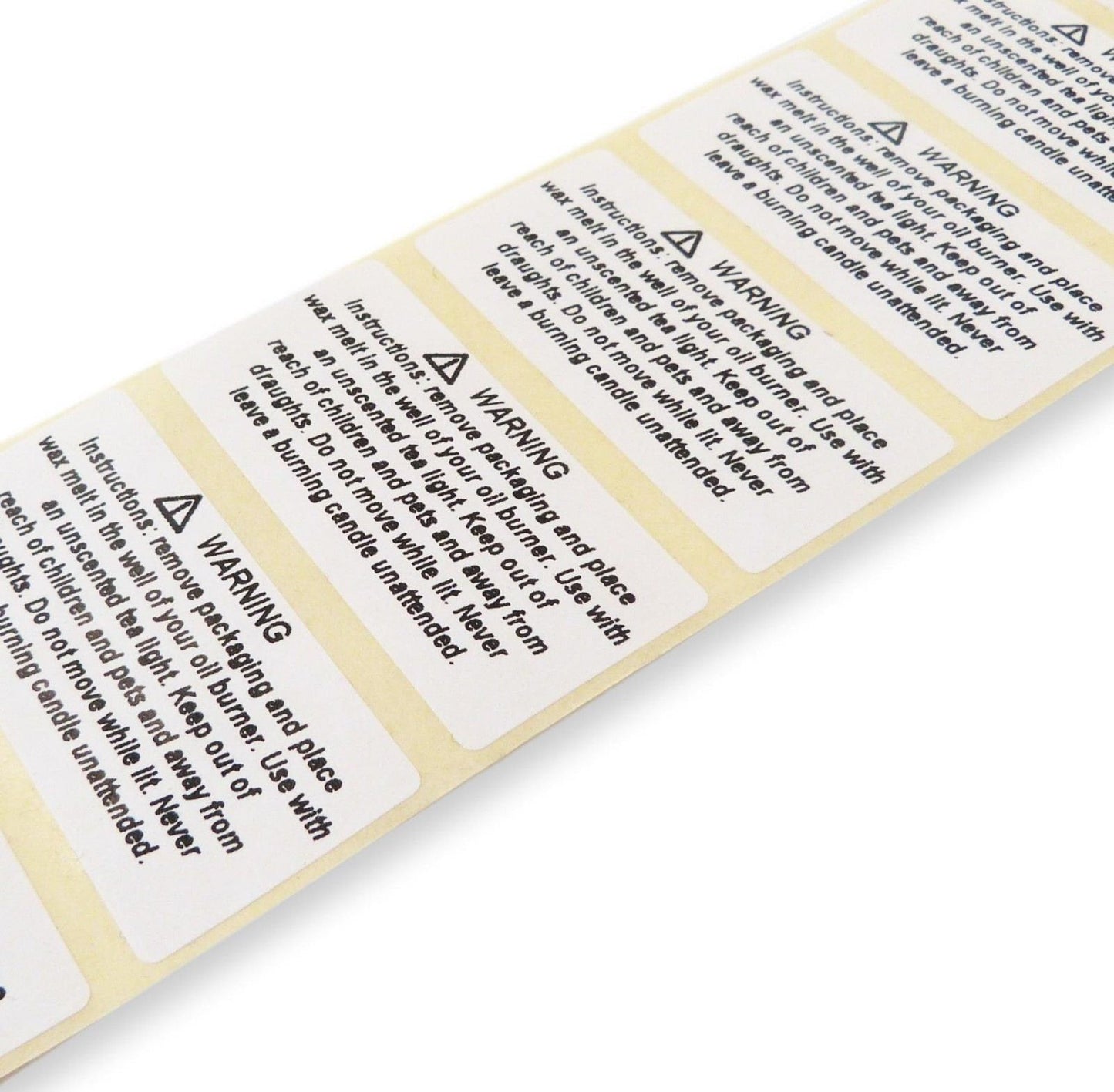 100 X 25mm x 50mm Candle wax melt warning safety labels burn instruction stickers