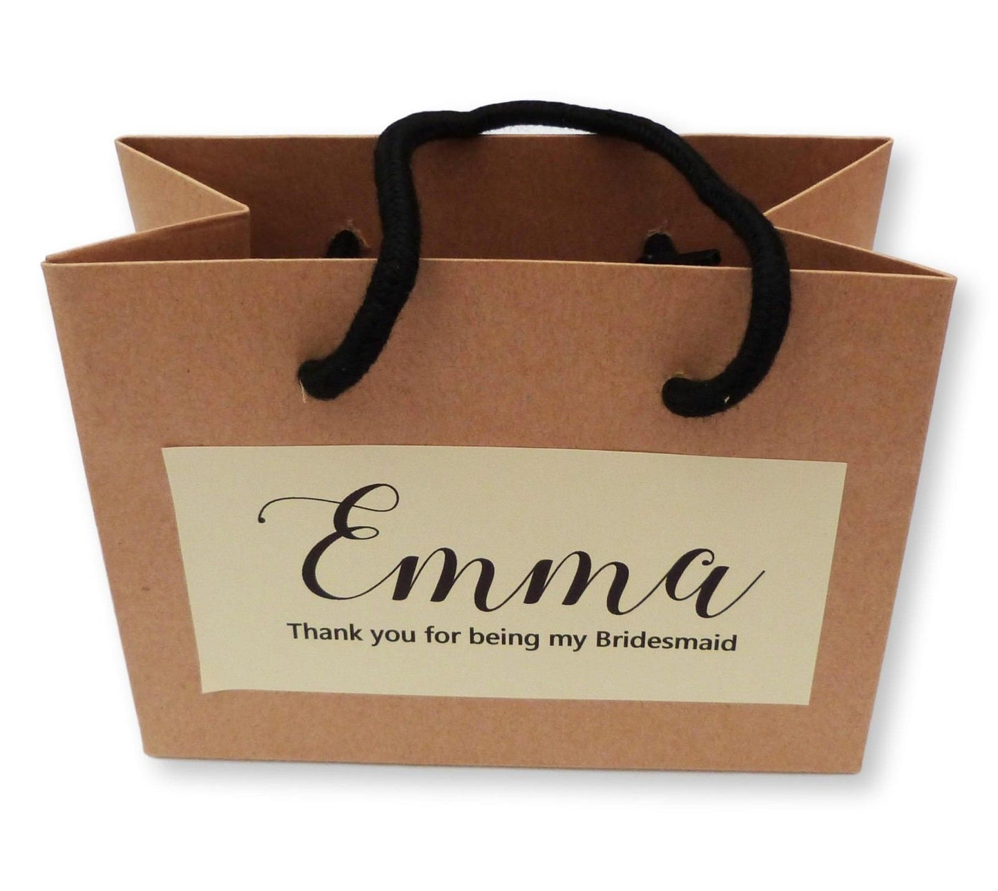 large Personalised brown wedding gift bags colored label thank you bridesmaid best man