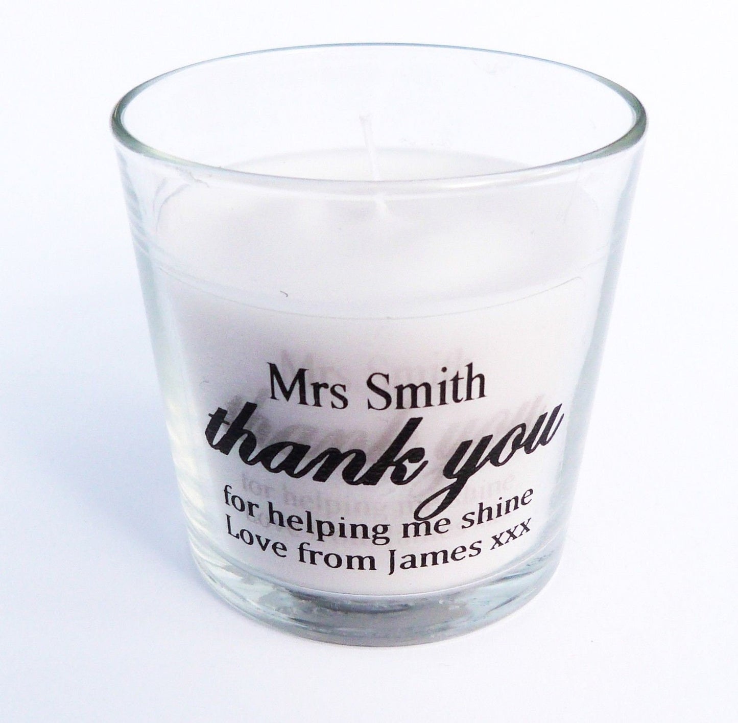 Personalised teacher thank you candle gift school gift present