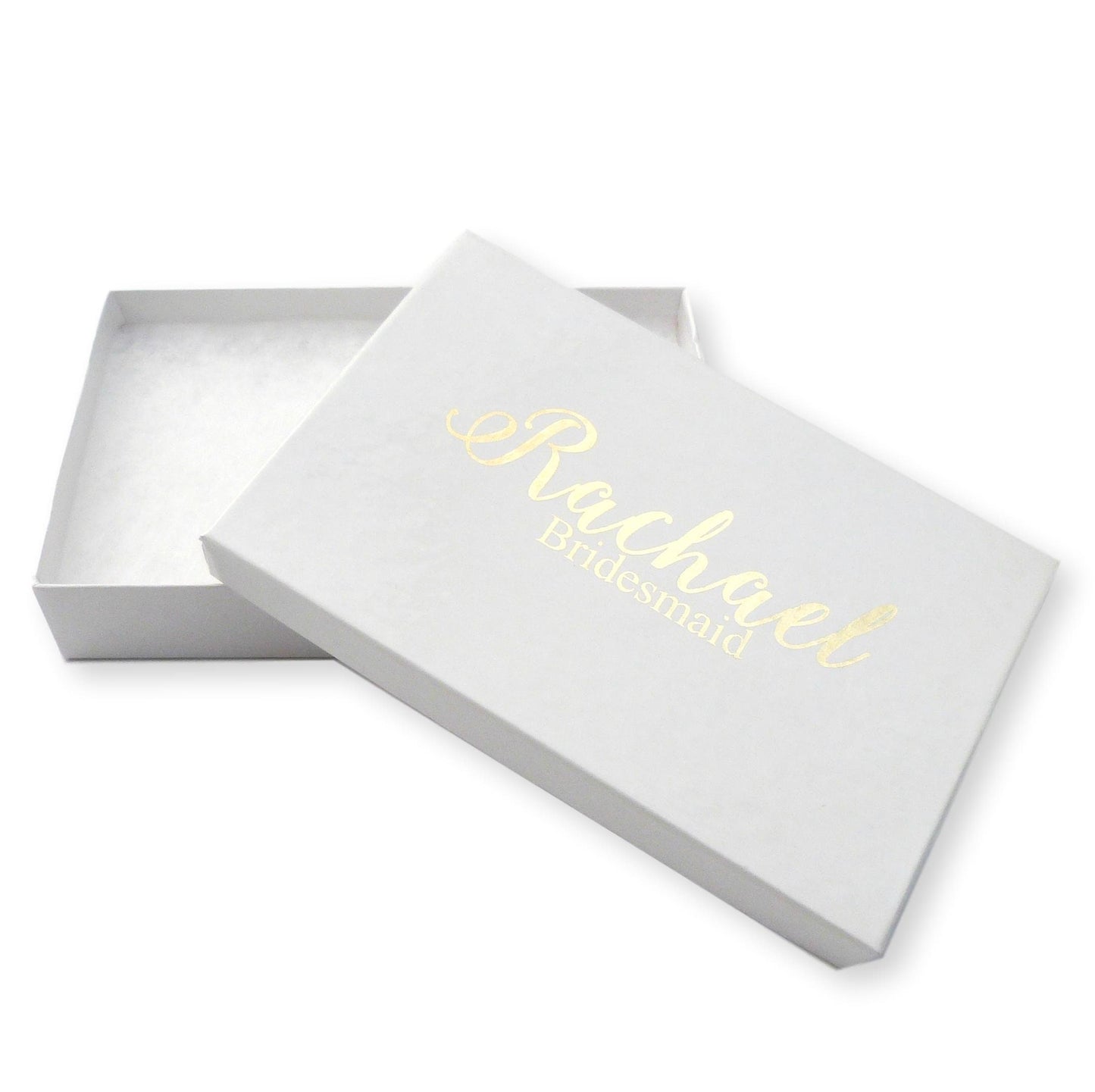 Personalised white necklace bracelet jewellery gift box gold / silver foil name wedding gift bridesmaid birthday