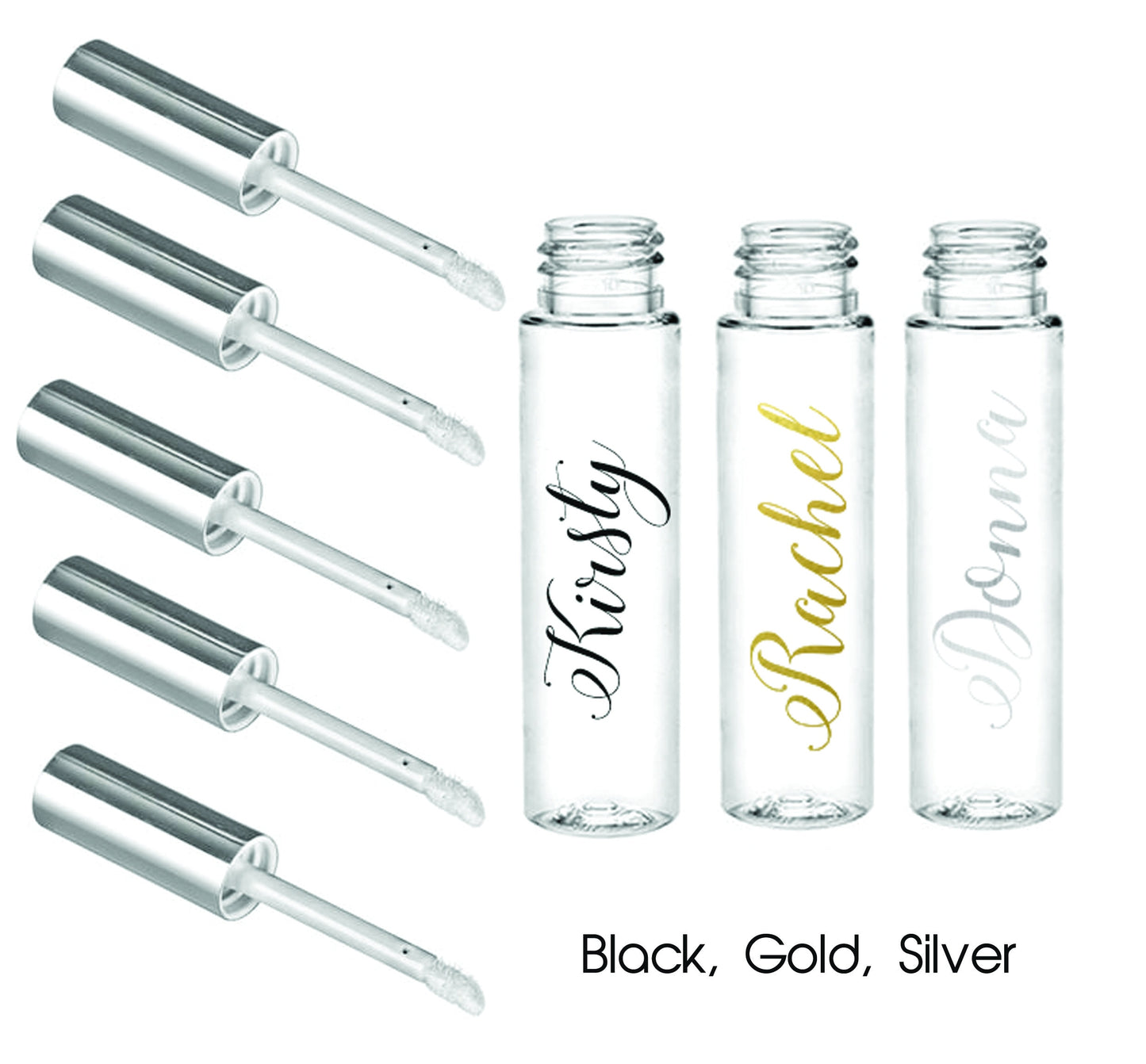 Personalised lip gloss labels name birthday girls party gift gold clear stickers