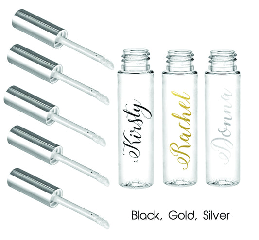 Personalised lip gloss labels name birthday girls party gift gold clear stickers