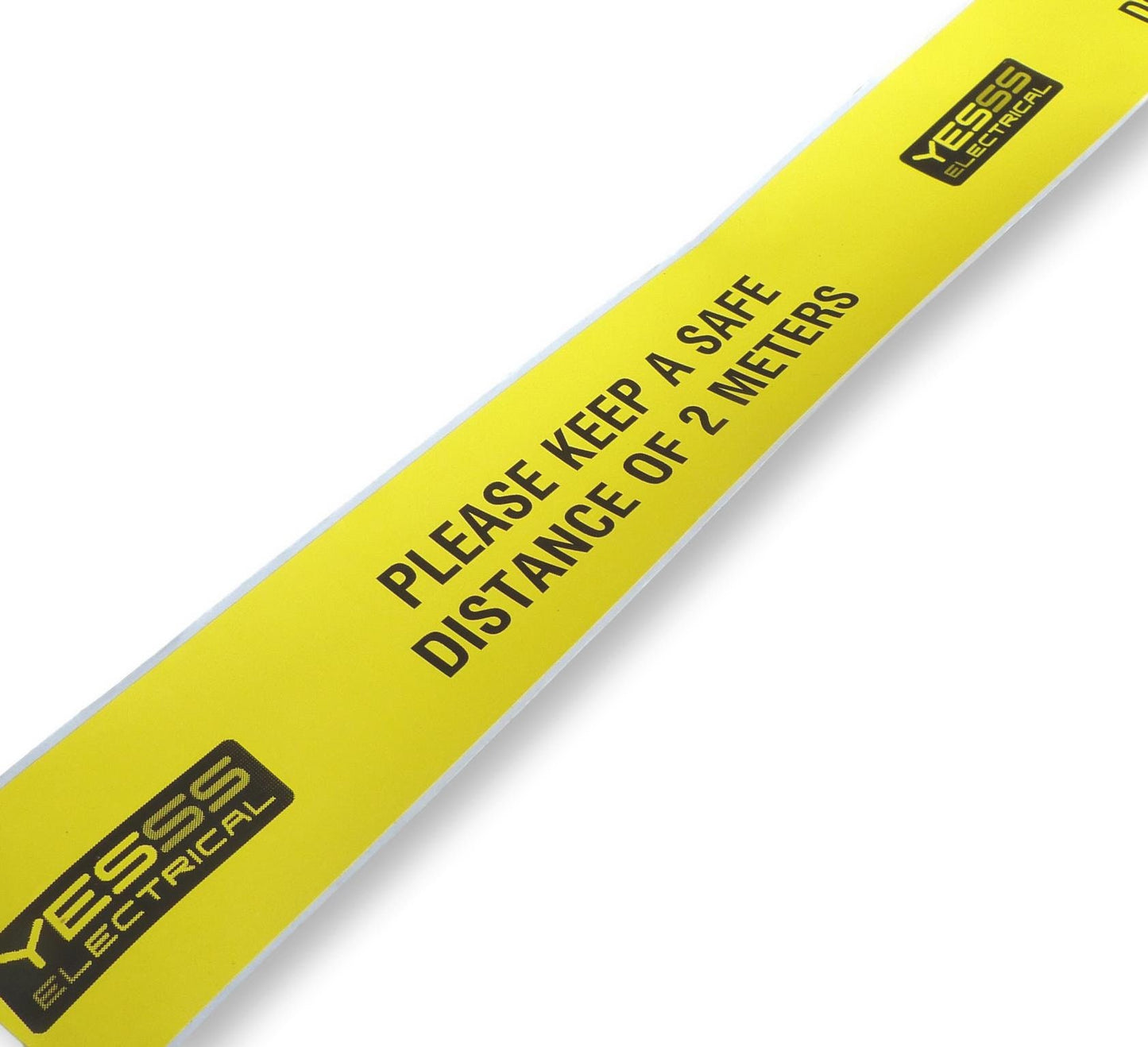 30M yellow roll social distancing label tape warning marker 1metre 2 meters personalised #024