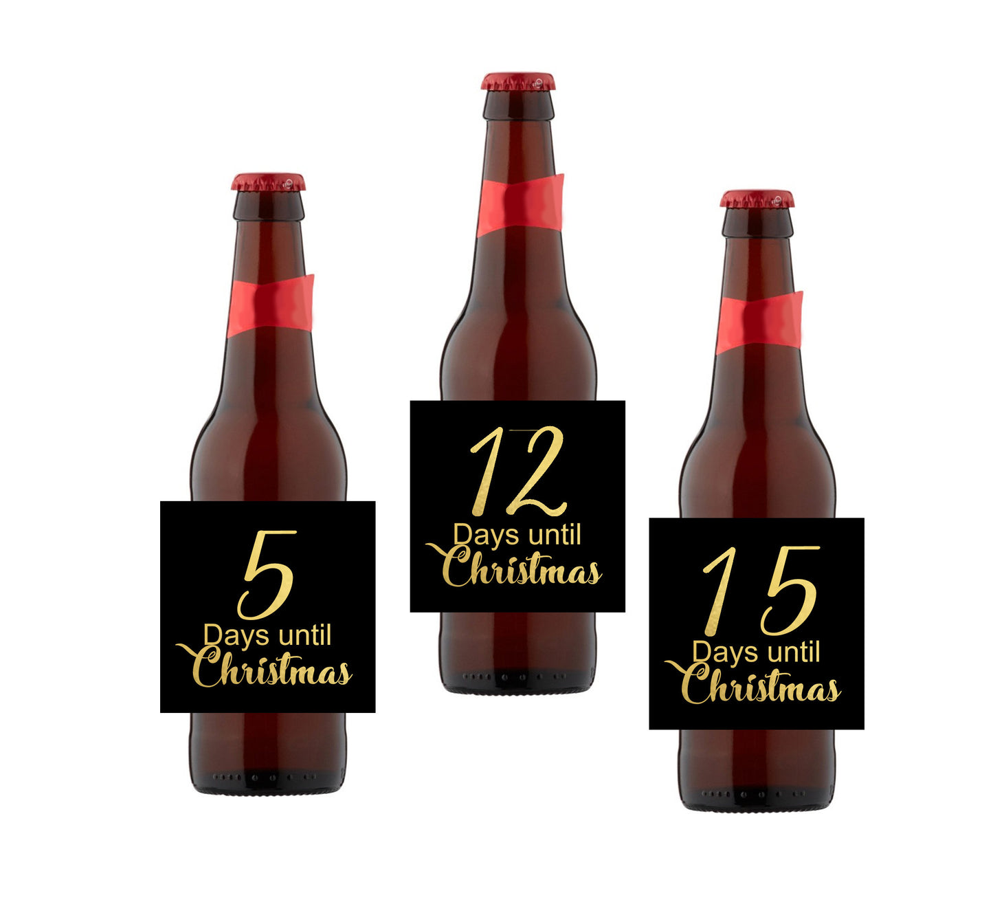 24 x beer ale bottle labels days until christmas waterproof advent countdown permanent stickers DIY