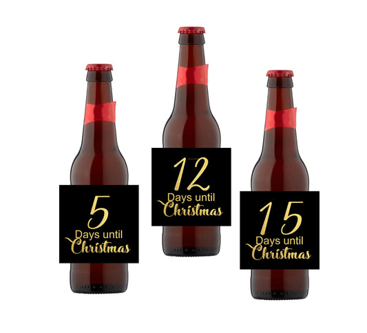 24 x beer ale bottle labels days until christmas waterproof advent countdown permanent stickers DIY