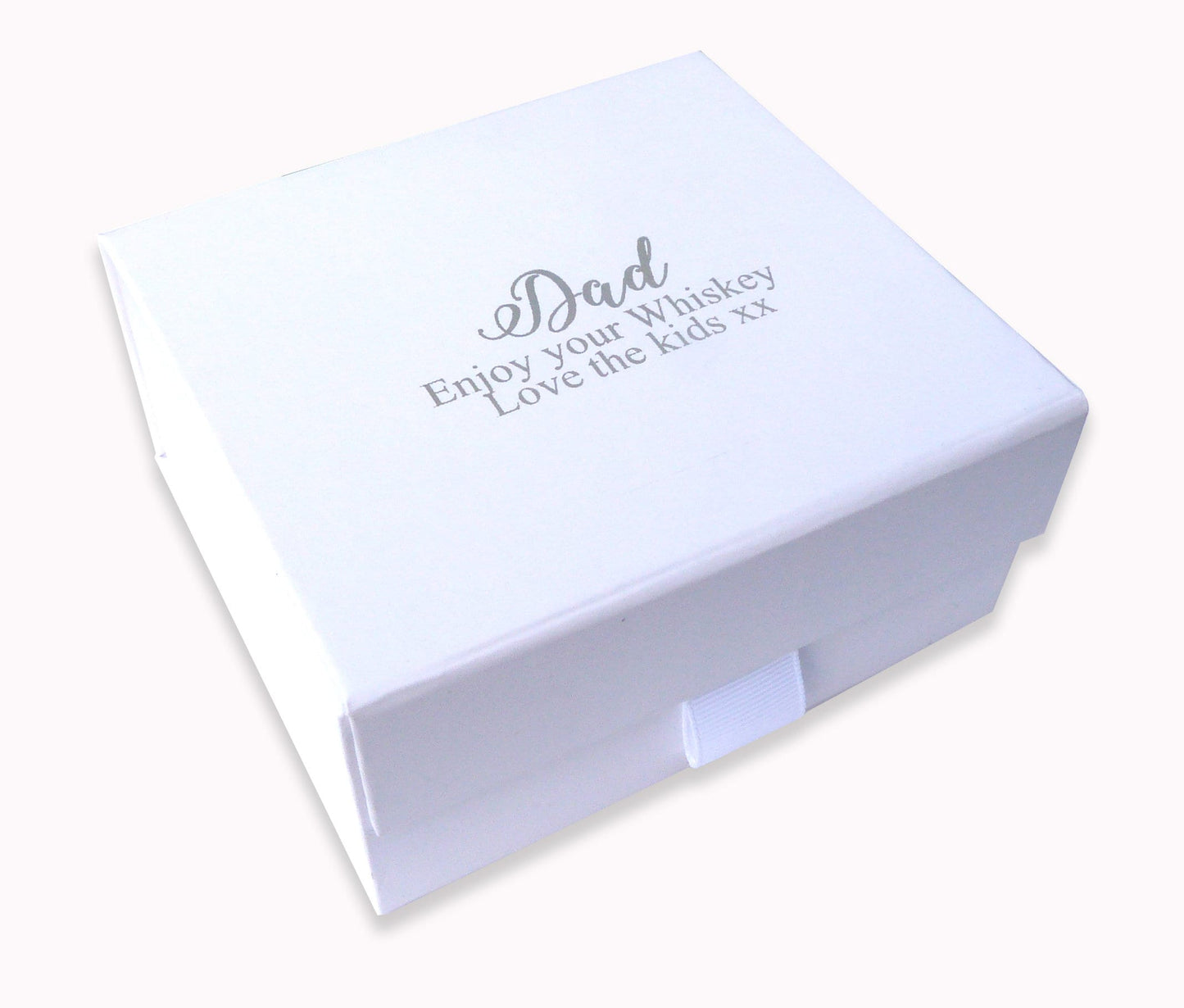 Personalised whiskey stones gift set white custom christmas gift box silver foil print