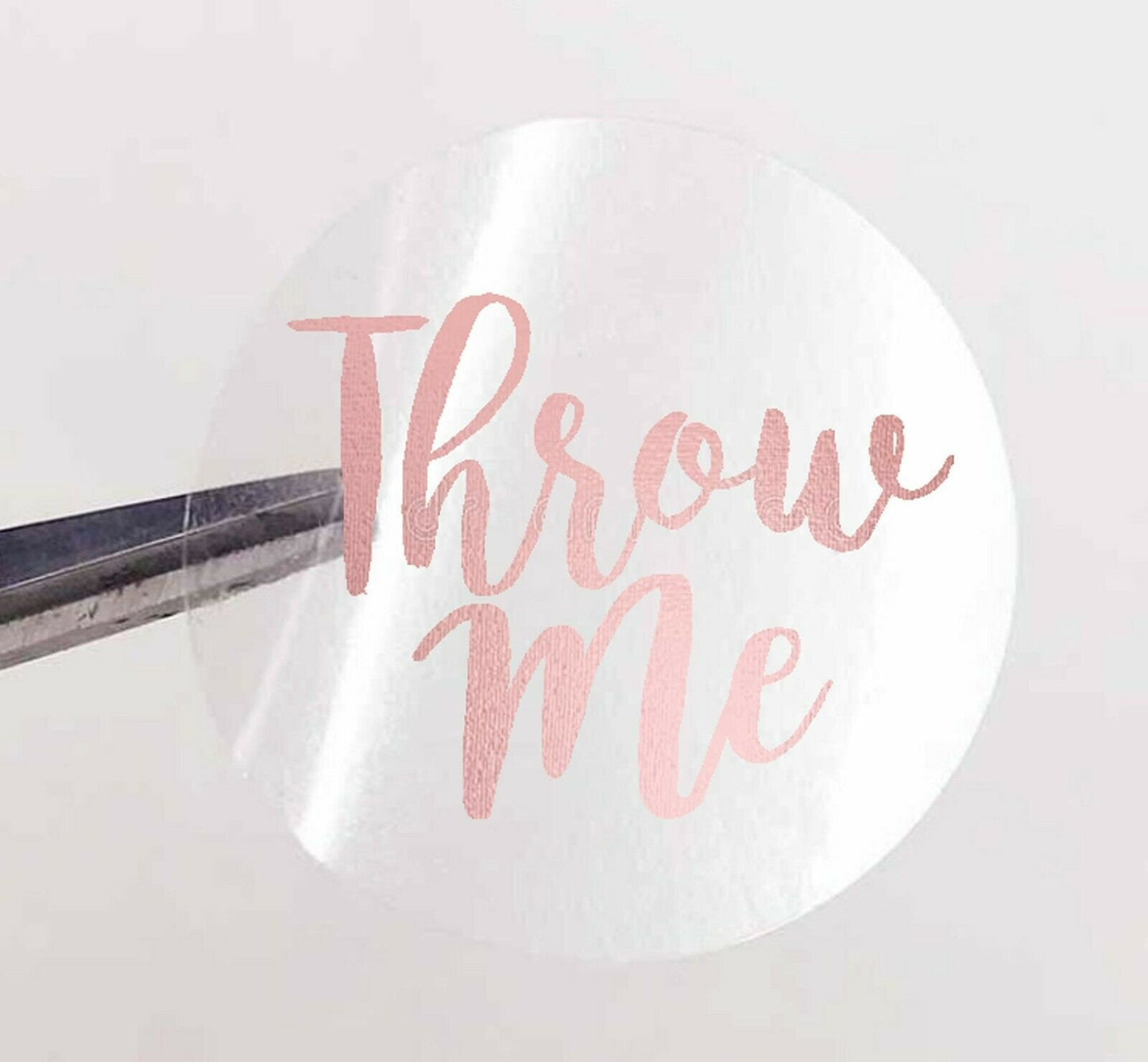 100 x 25mm round clear throw me wedding labels gold, rose gold silver foil print confetti bag stickers