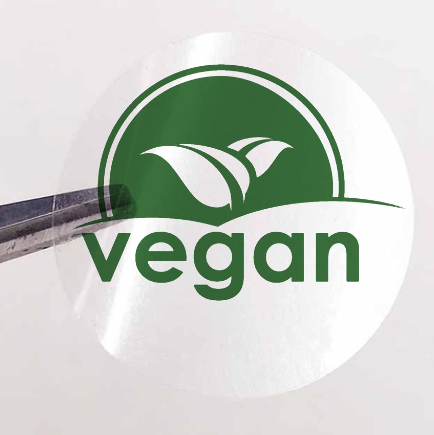 25mm round clear Vegan green stickers food labels allergen labelling transparent