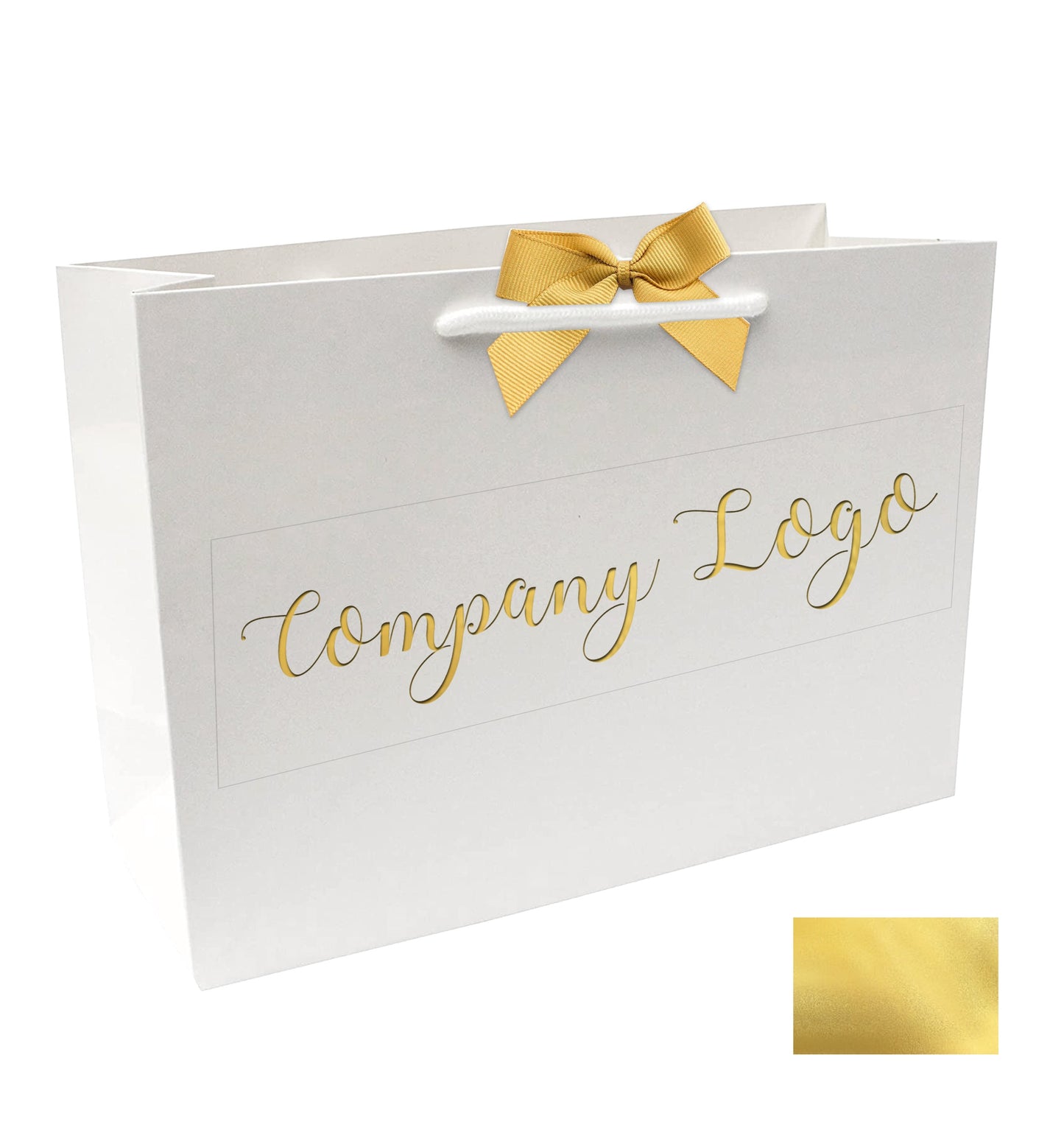Medium Custom printed gift bags gold silver rose gold with bow foil printed logo retail packaging corporate