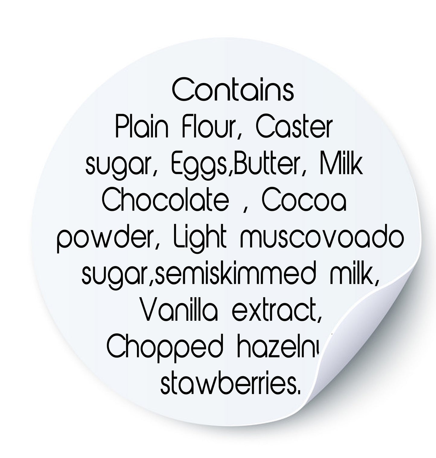 38mm 50mm round gloss allergen labels ingredients stickers permanent adhesive freezer proof