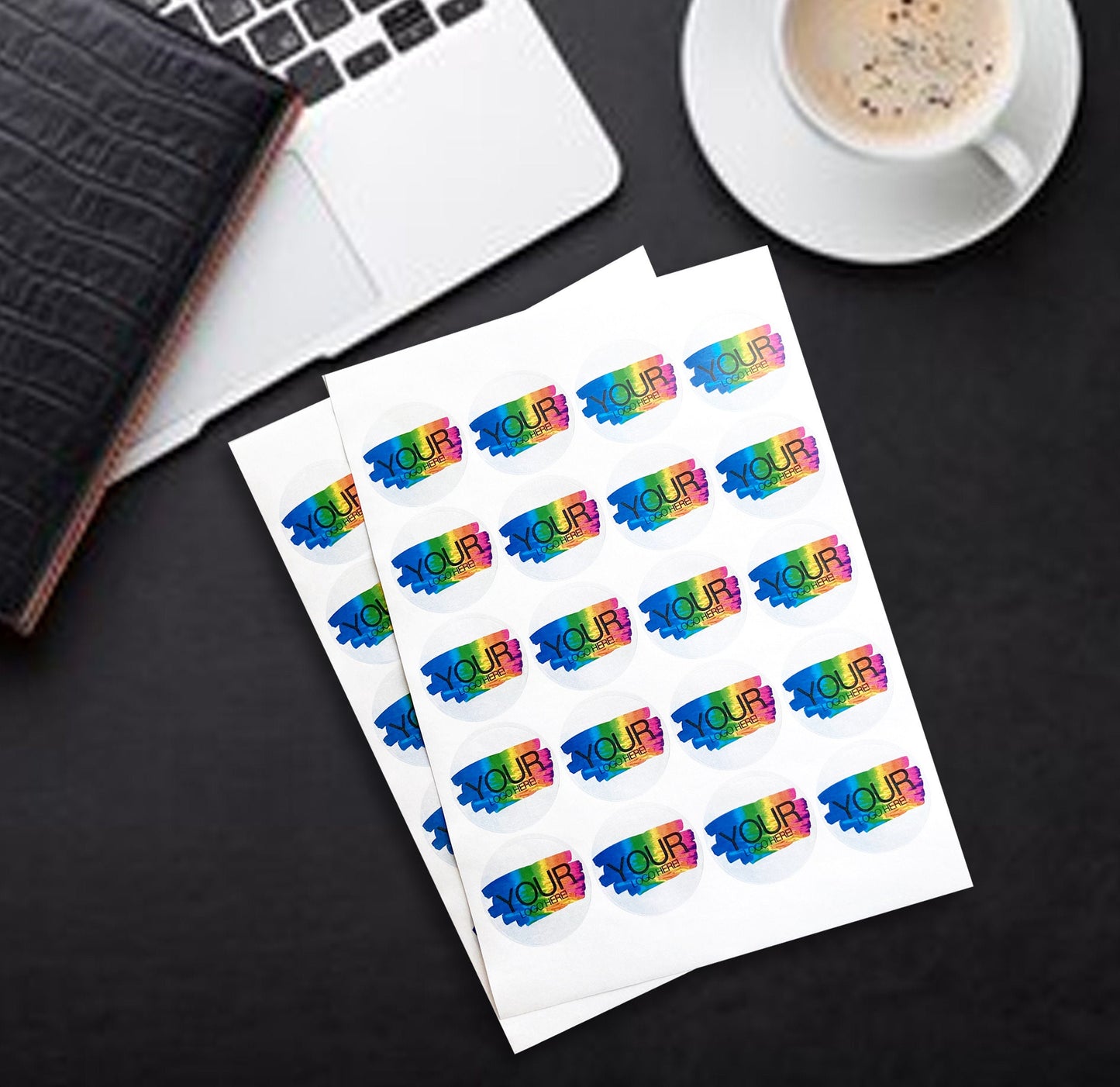 37mm White round colour printed logo stickers labels any business logo or print