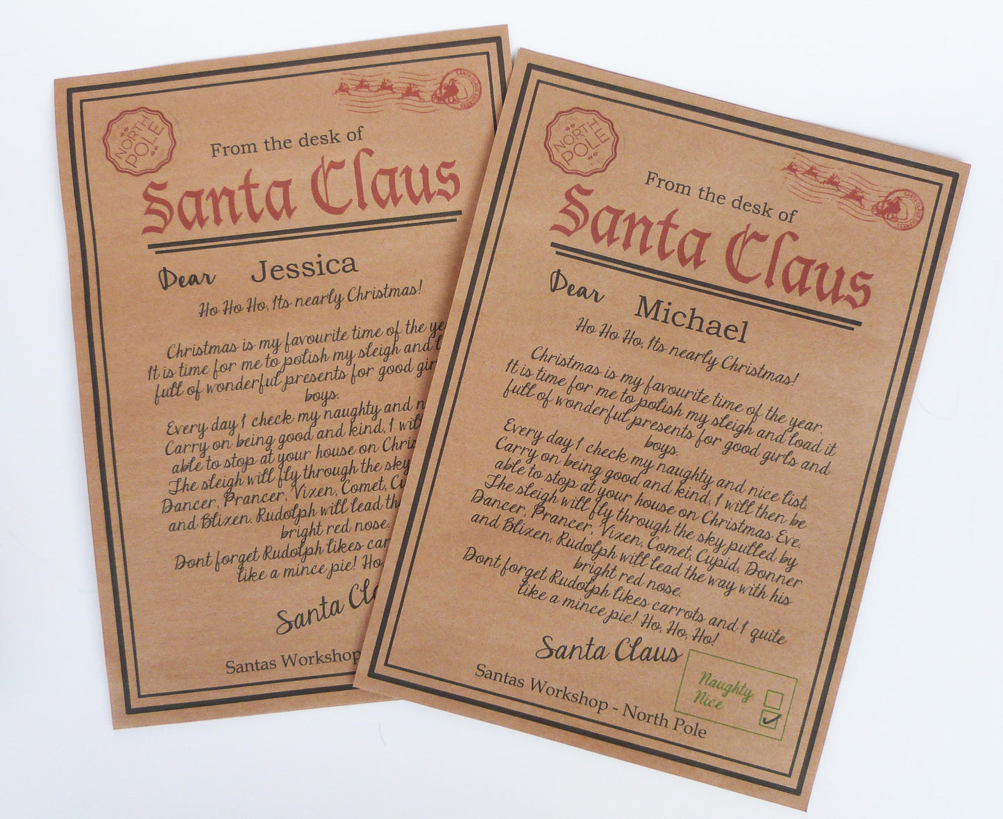personalised letter from santa claus father christmas in scroll box any name