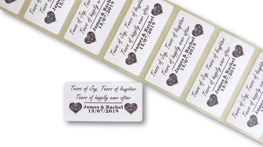 150 x 25mm x 50mm tears of joy tears of laughter tissue bag stickers- labels