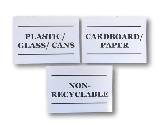 3 x outdoor bin stickers wheelie bin vinyl recycling bottles cans plastic