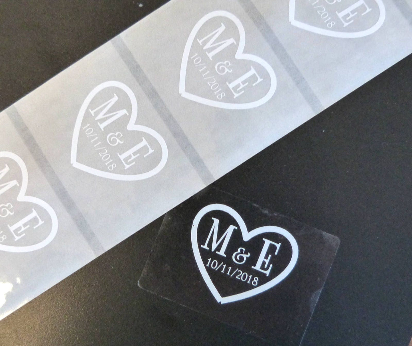 50x custom clear wedding heart stickers personalised invitation seals wedding favour