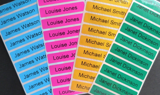 50 x colored school name labels personalized childrens property stickers