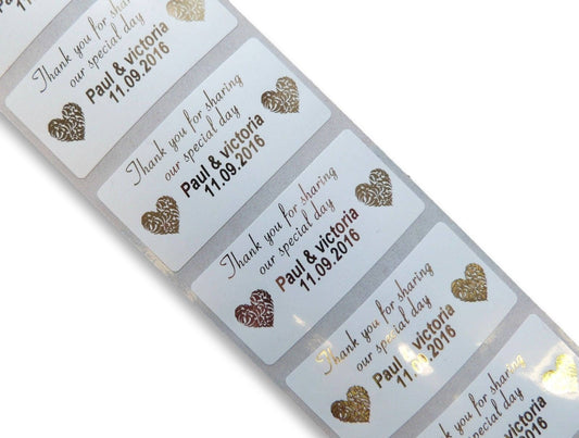 72 X 50MM X 25MM Gold foil printed wedding thank you labels stickers seals