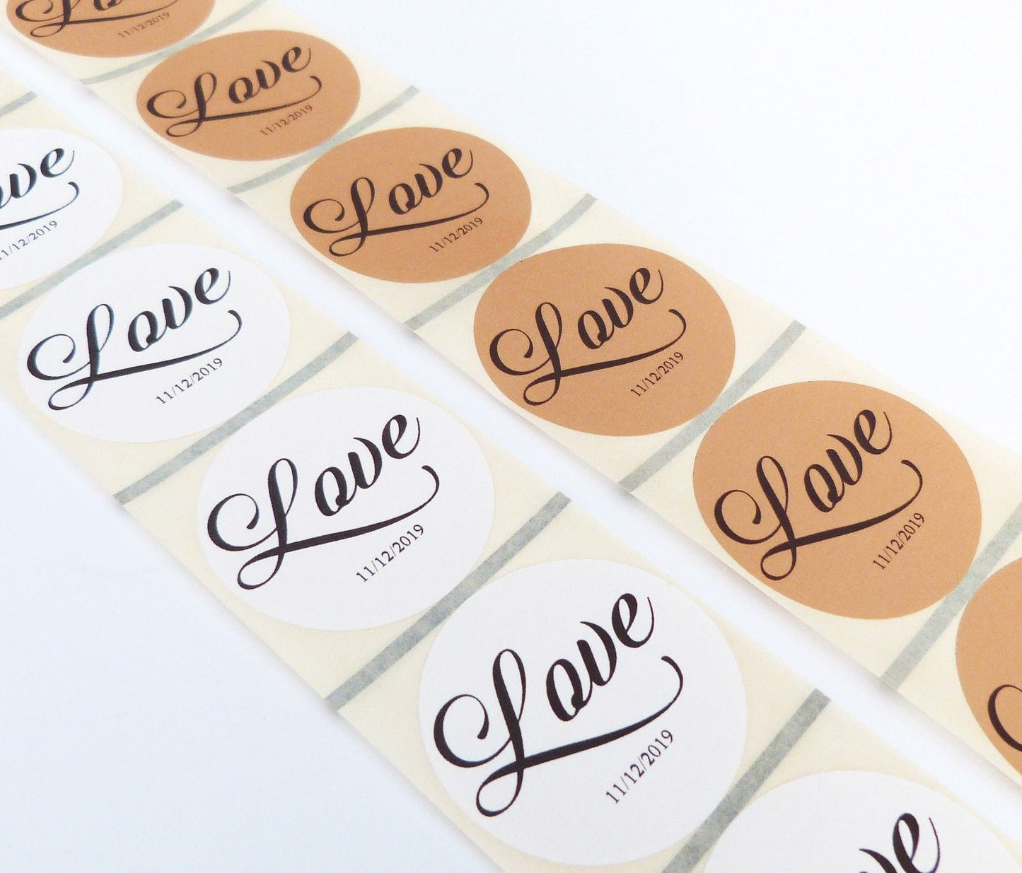 50 x Love stickers personalised names / date wedding stickers labels envelope seals