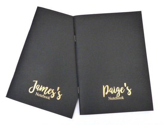 A5 personalised gold foil printed notebook / sketchbook 140gsm custom name