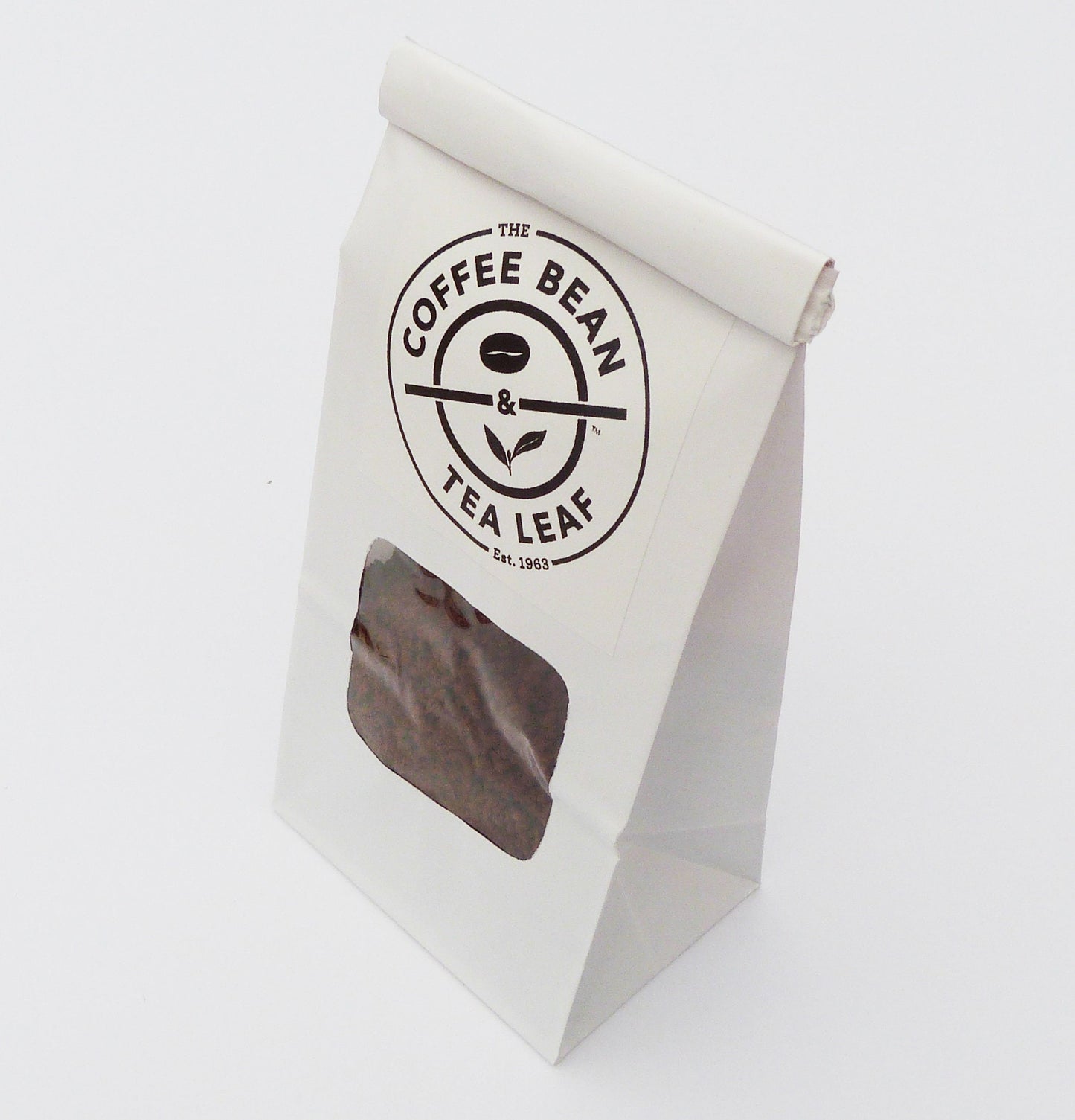 50 x Coffee bean brown white window bags with custom logo / name printed design coffee beans, chocolates etc