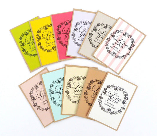 10 x Wedding let love grow personalised seed packets favours table gifts envelopes