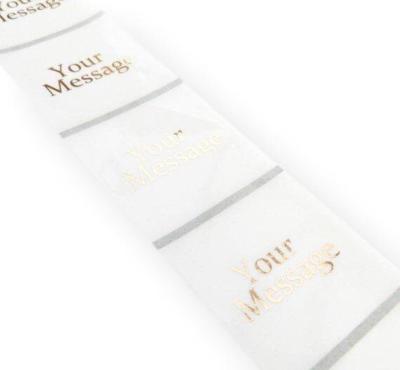 50 x 45mm round clear gold foil printed your message or logo stickers labels