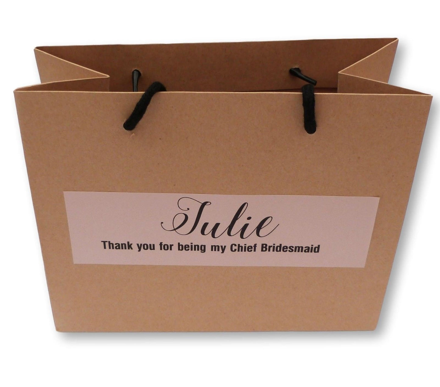 large Personalised brown wedding gift bags colored label thank you bridesmaid best man