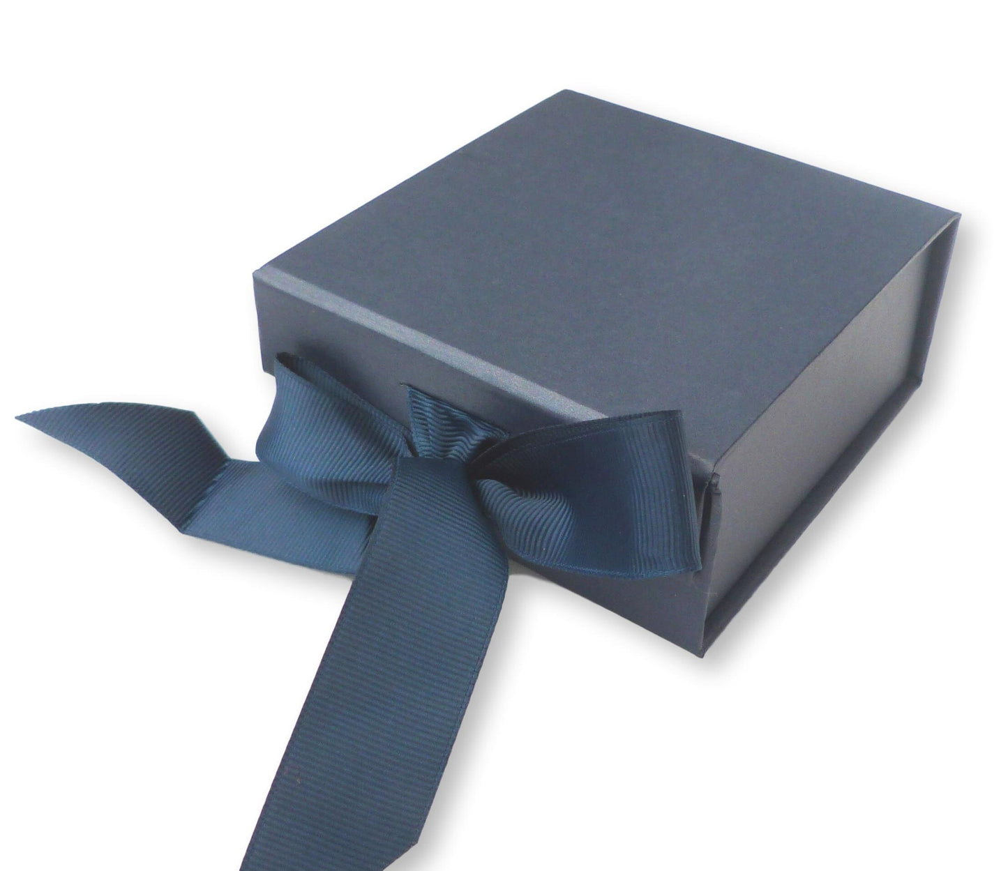 Personalised Navy Silver Foil printed gift box with ribbon and magnetic tab- Christmas Wedding gift