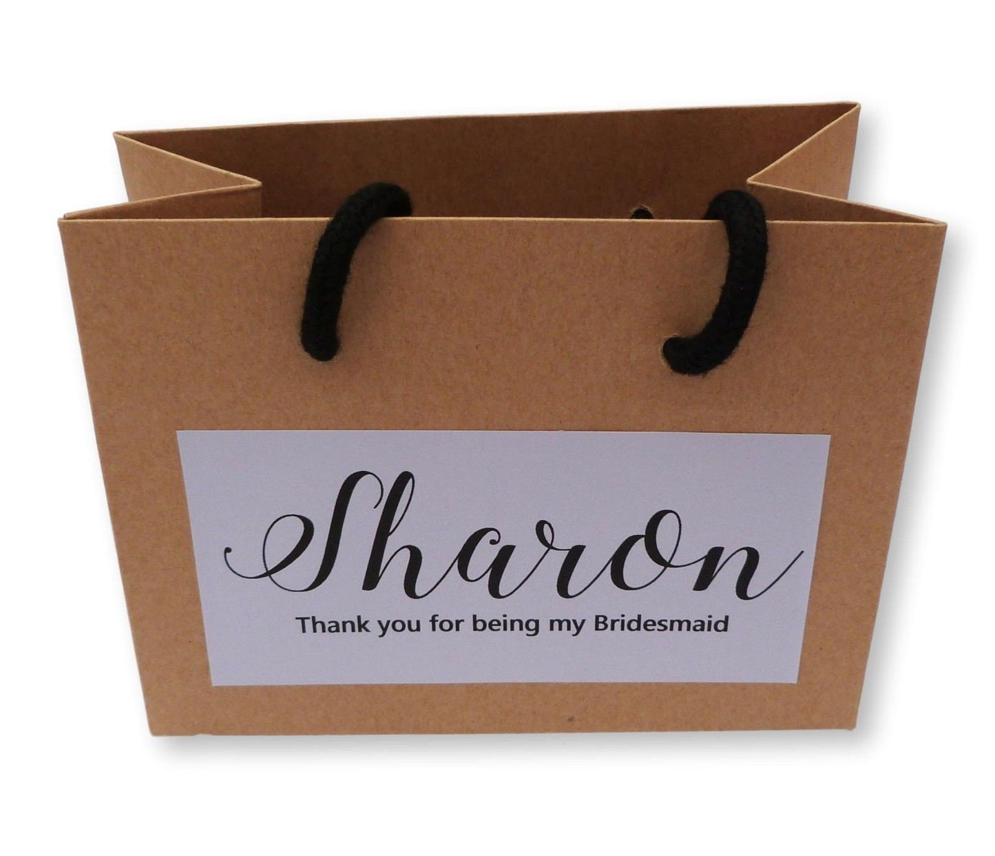 large Personalised brown wedding gift bags colored label thank you bridesmaid best man