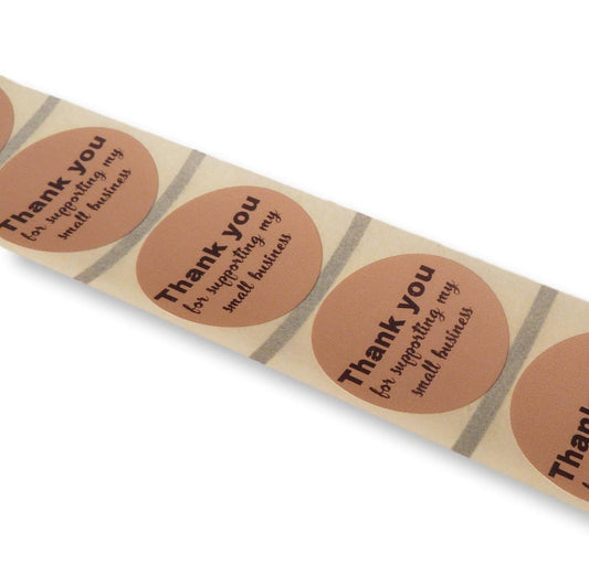 100 x 25mm brown Thank you for supporting my small business labels stickers