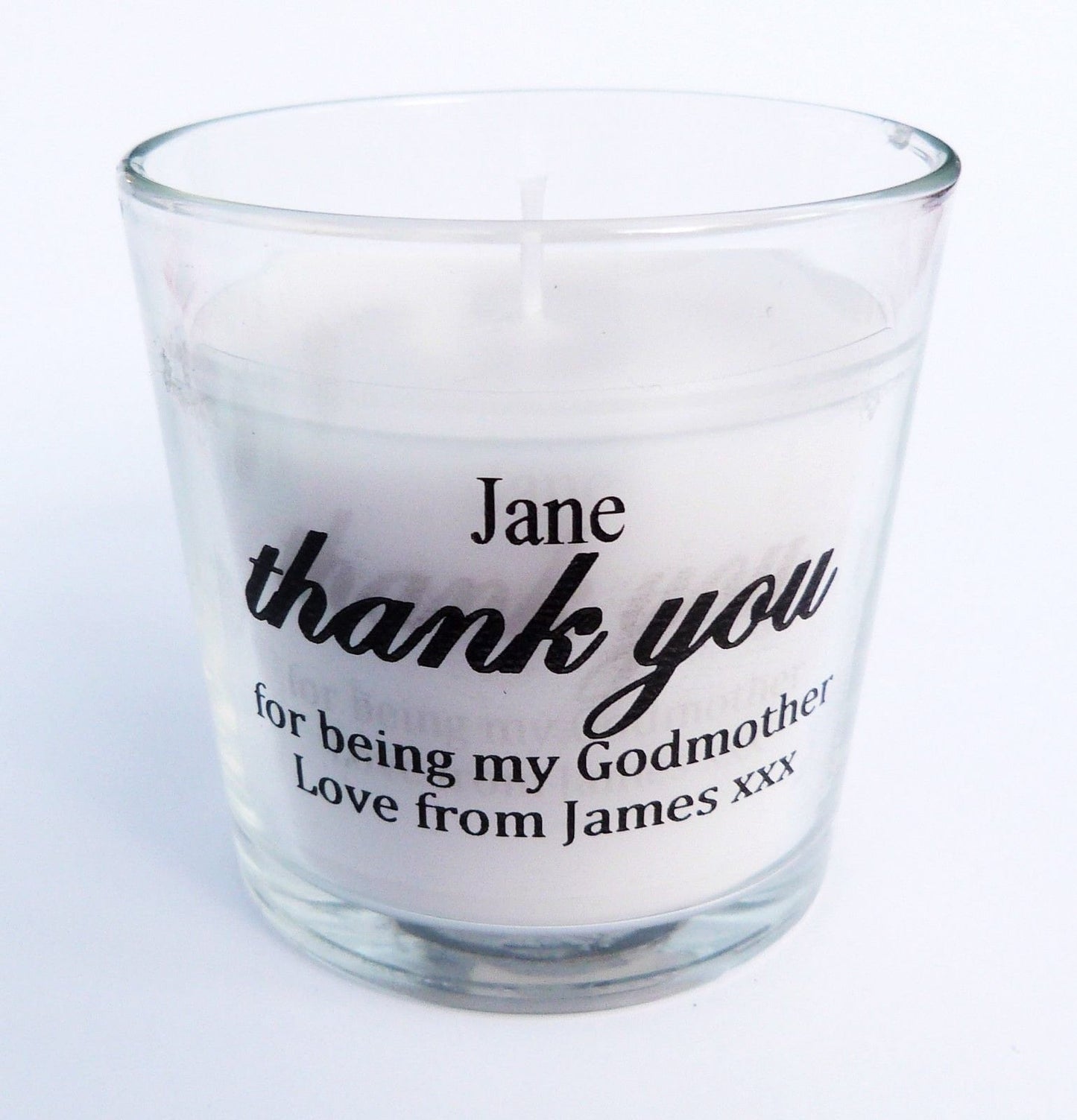 Personalised thank you for being my bridesmaid godmother vanilla scented candle