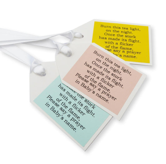 10 X Baby shower tealight tags DIY favours Christening gifts
