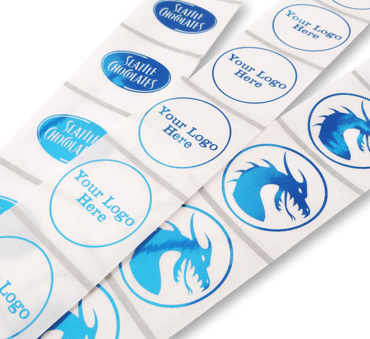 100 X 45mm round clear blue foil your logo business stickers company labels