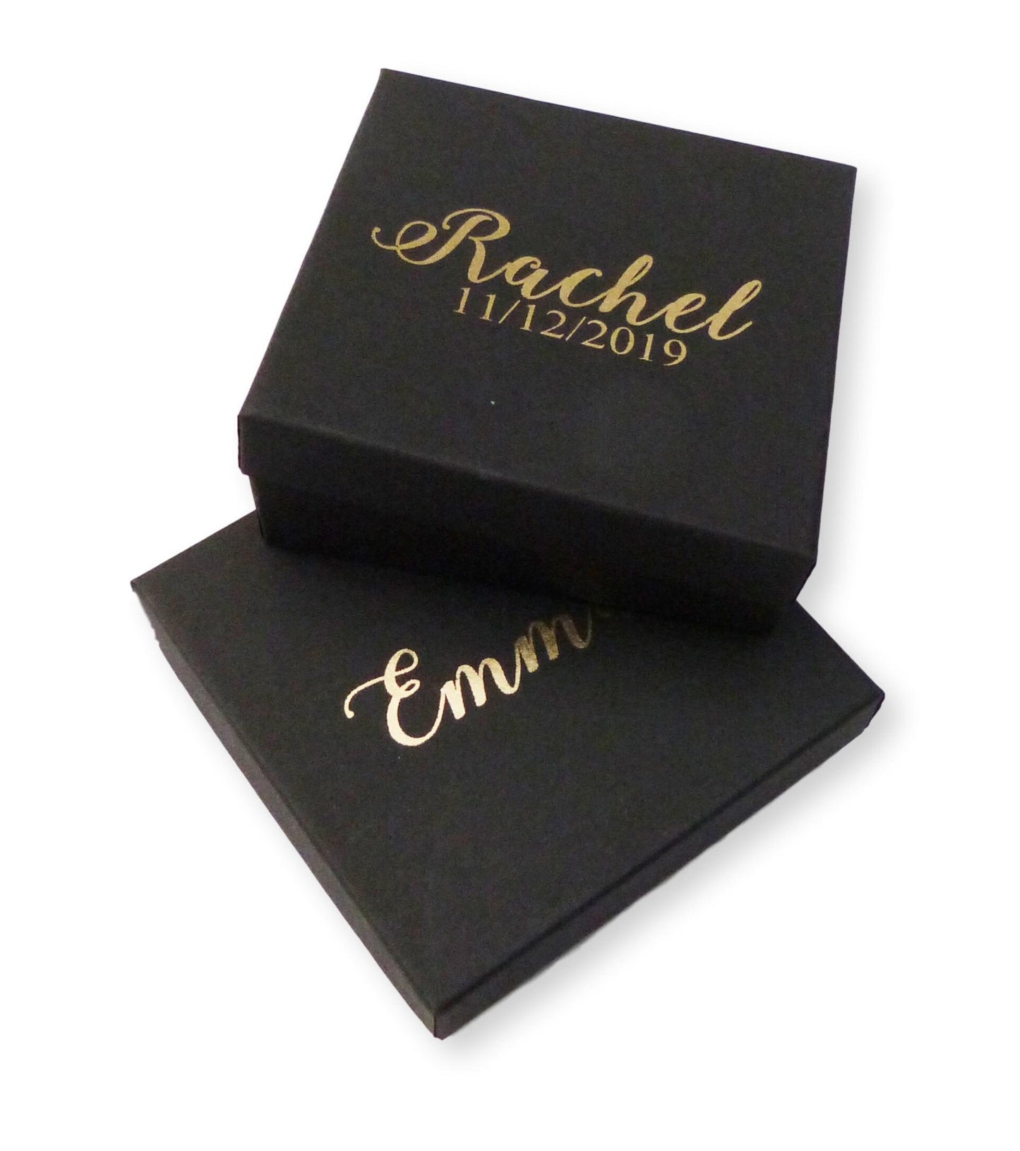 Personalised Black jewellery gift box silver or gold foil printed name / message valentines day gift necklace bangle