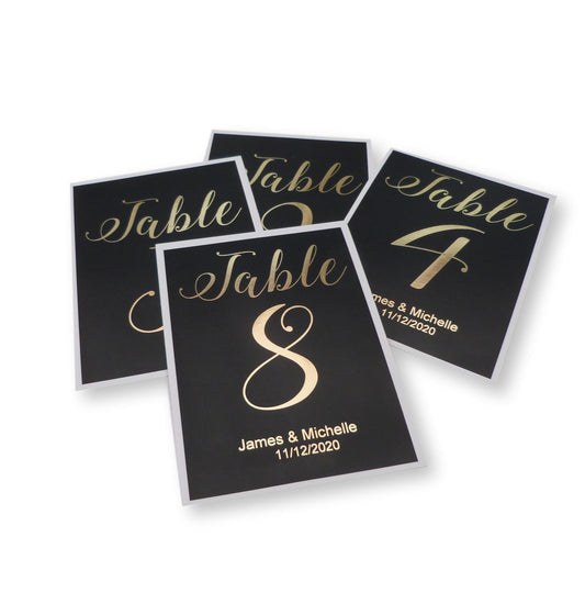 Personalised A5 black gold foil table numbers wedding number cards party 1-12