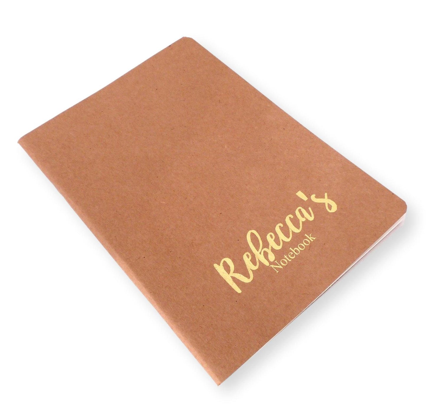 A5 Kraft brown personalised gold foil printed notebook / sketchbook 140gsm custom name