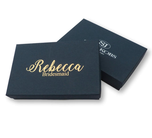 Personalised Navy necklace bracelet jewellery gift box gold / silver foil name wedding gift bridesmaid