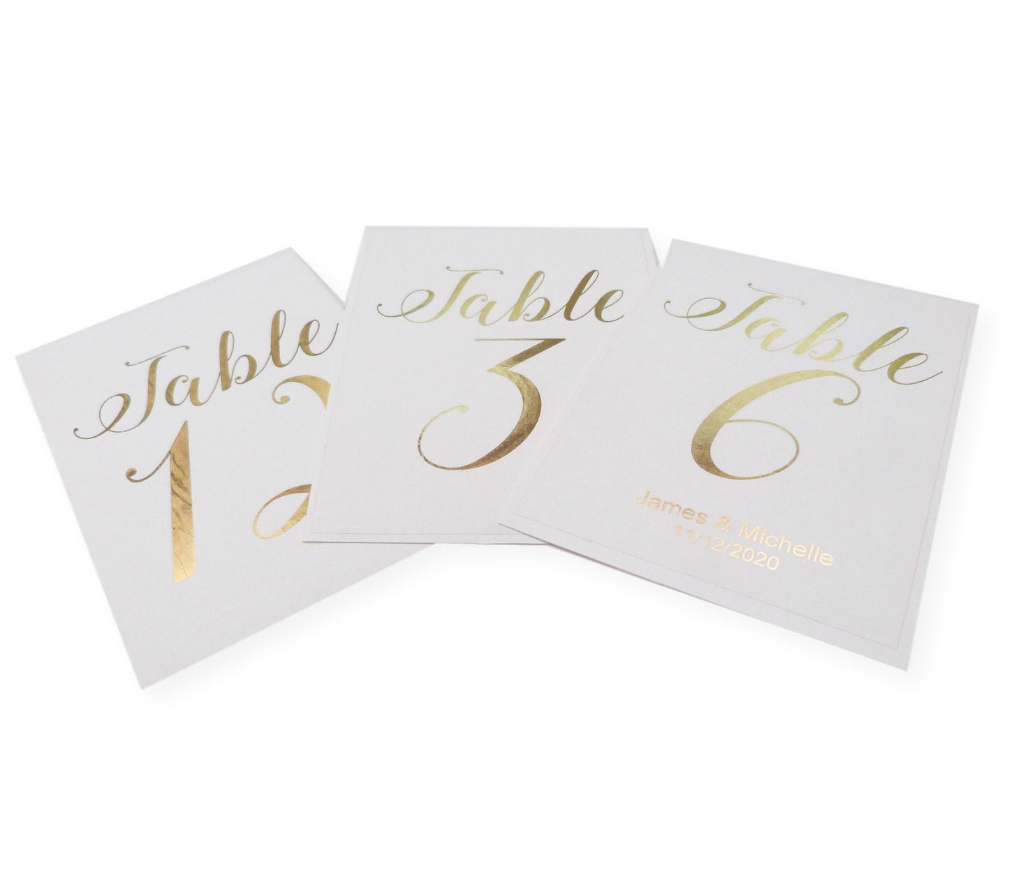 Personalised A5 white gold foil table numbers wedding number cards party 1-12