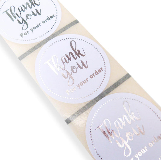 100 x 45mm white gold foil Thank you for your order business labels postal stickers