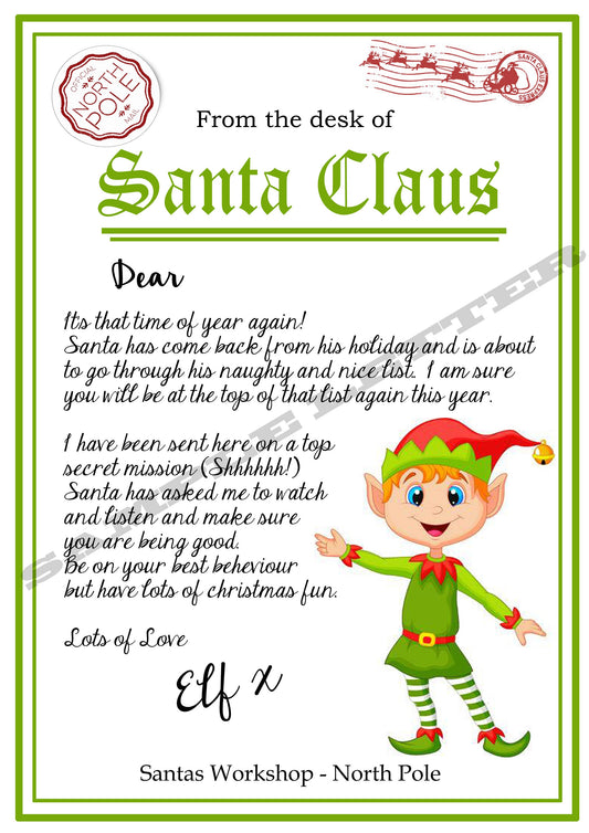 printable download Elf arrival letter from santa note christmas instant download