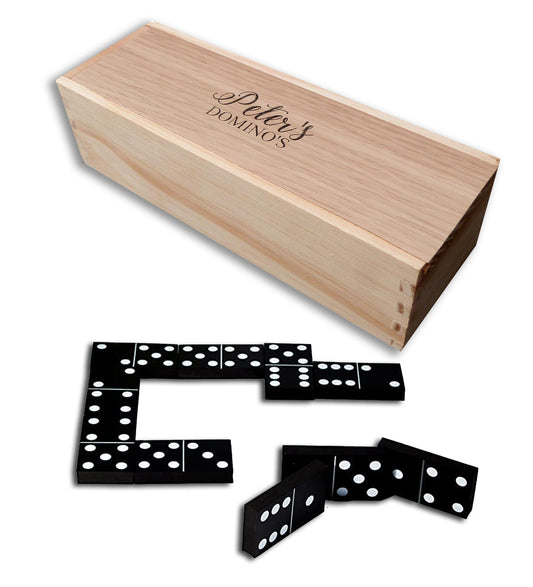 Personalised dominoes wooden box set Christmas gift 28 dominos game custom name