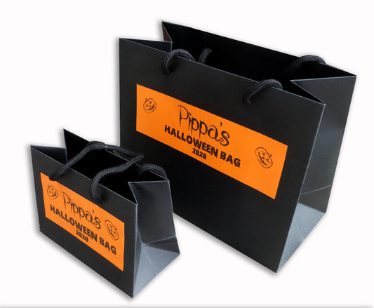 Personalised black Halloween trick or treat gift bag orange party boy girl